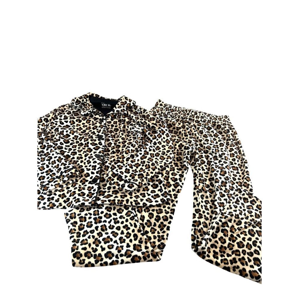 Sleep on It Girls Pajama Set Animal Print Cream/Brown Size M 10-12